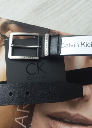 Чоловічий шкіряний подарунковий набір calvin klein ремінь та гаманець, чорний3 фото