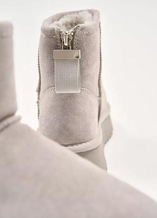 Угги натуральные серого цвета на толстой подошве lonza