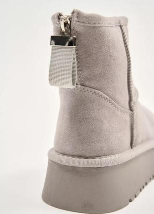 Угги натуральные серого цвета на толстой подошве lonza