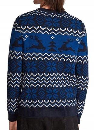 Чоловічий різдвяний світер в синій колір, reserved l2 фото