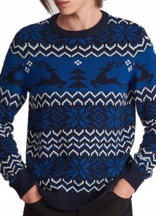 Чоловічий різдвяний світер в синій колір, reserved l