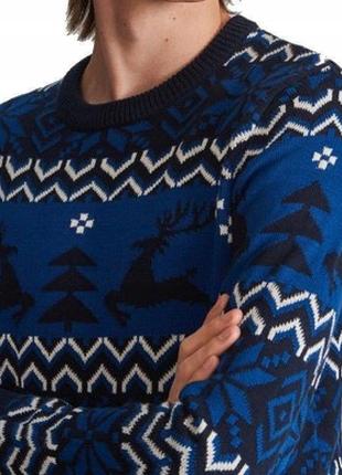 Чоловічий різдвяний світер в синій колір, reserved l3 фото