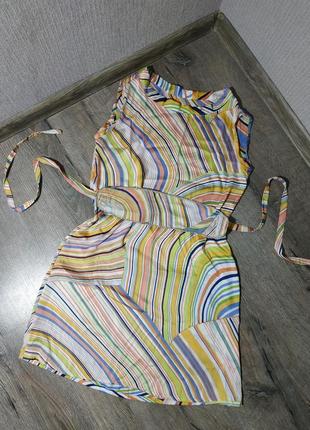 Цветное легкое шелковое платье1 фото