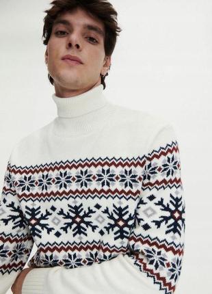 Чоловіча тепла новорічна водолазка з візерунком