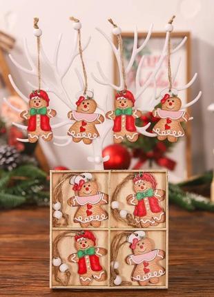 Новогодие деревянные игрушки, 12 шт