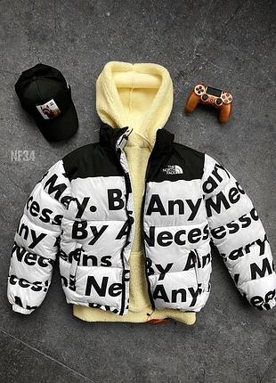 Куртка пуховик с принтами белая