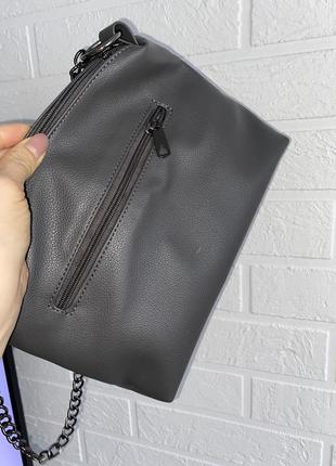 Жіноча  сумочка сірого кольору, штучна замша2 фото