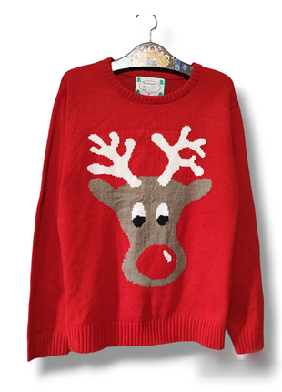 Новогодний джемпер олень рождественская одежда для фотосессии свитер тепла кофта