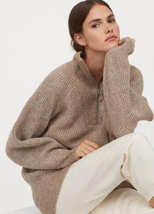 В'язаний светр бежевий кемел вязаная водолазка в'язана джемпер пуловер вязаный свитер бежевый1 фото