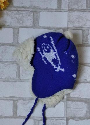 Зимова шапка-вушанка для хлопчика на овчині3 фото