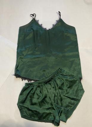 Комплект майка + шорти для дому і сну зелений