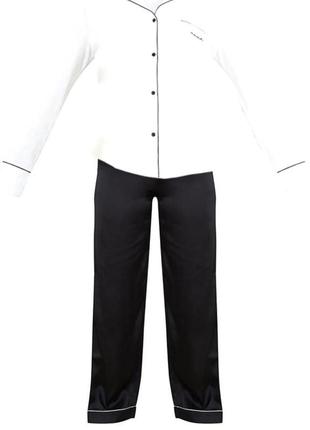 Белый пижамный топ с длинными рукавами mama для беременных и атласные брюки3 фото