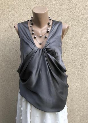 Сіра,шовкова блузка,майка,шовк 100%брендова,club monaco,