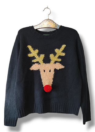 Новогодний джемпер рождественская одежда для фотосессии свитер тепла кофта олень