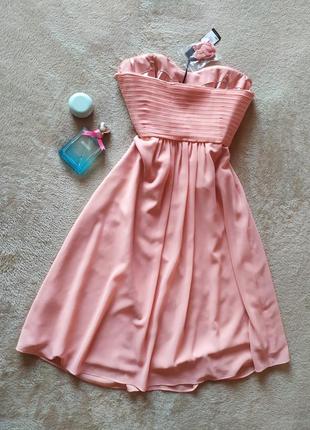 Нежное женственное, невероятно качественное корсетное платье в персиковом цвете3 фото