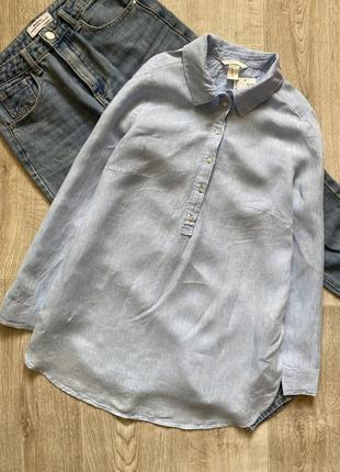 Льняная блузка, блуза, льнягая рубашка, рубашка для беременных1 фото