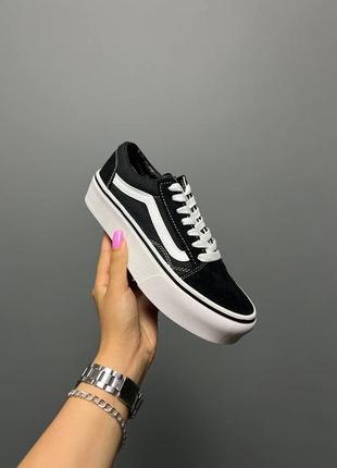 Кеди vans old skool black/white platform3 фото