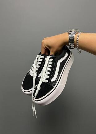 Кеди vans old skool black/white platform2 фото