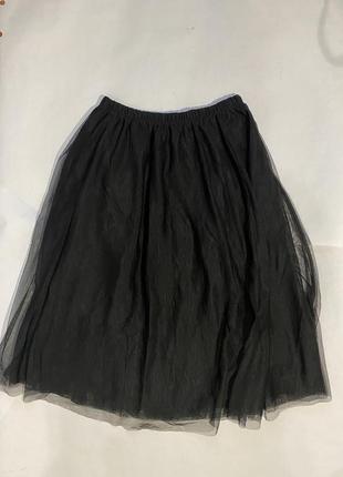 Спідниця міді фатинова чорна жіноча весна осінь зима літо