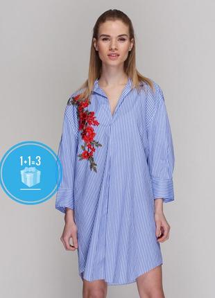Платье рубашка с вышивкой zara