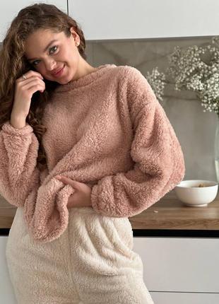 Піжама жіноча кофта і штани махра туреччина тепла 3 кольори