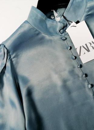 Нова атласна блуза на ґудзиках zara4 фото