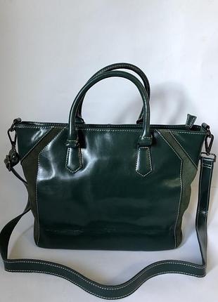 Сумка из натуральной кожи со вставками из замши