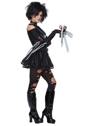 Костюм эдвард руки-ножницы платье перчатки черный готический карнавальный маскарадный костюм готический женский джоне депп4 фото