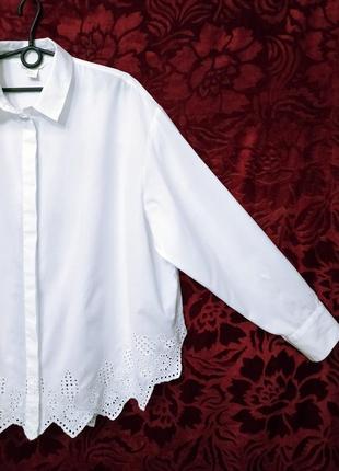 100% хлопок белая рубашка с прошвы свободного кроя белая блузка оверсайз с вышивкой4 фото