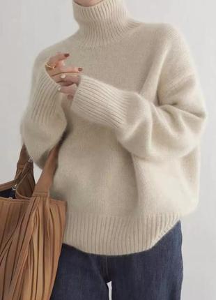 Свитер из шерсти 100 %, мягкий и теплый свитер из шерсти с ангорой, серый дымчатый свитер под горло3 фото