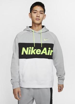 Худи nike nsw air hoodie gray black white green