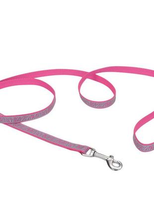 Светоотражающий поводок для собак coastal lazer brite reflective leash 1.6 см х 1.2 м розовая зебра