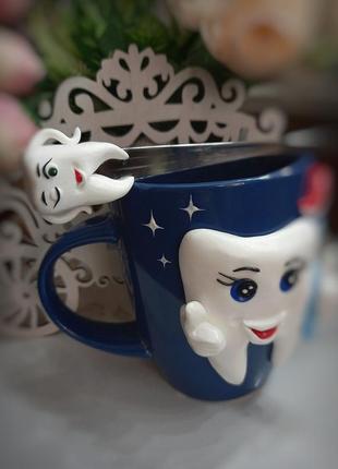 Сувенирная чашка и ложка для стоматолога