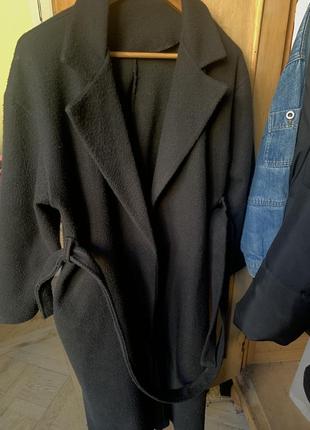 Чорне довге пальто2 фото