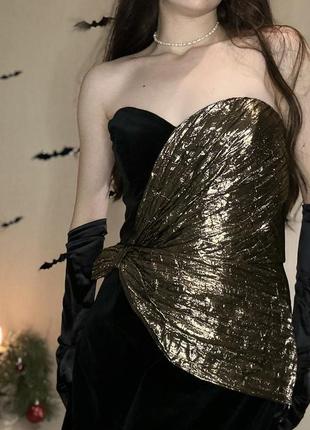 Вінтажна чорна сукня оксамит бавовна золото hamells вінтаж ретро пін ап стиль