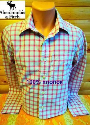 Высокого качества хлопковая рубашка в клетку культового американского бренда abercrombie &amp; fitch.1 фото