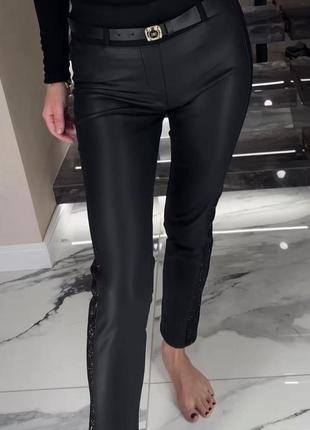 Нові теплі брюки з екошкіри преміальної якості р.s, туреччина