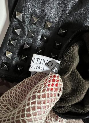 Аутентичные кожаные перчатки valentino made in italy,с металлическими заклёпками🔥5 фото