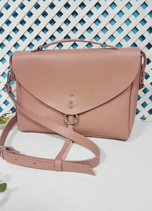 Сумка женская "доротые" натуральная кожа, розовая матовая