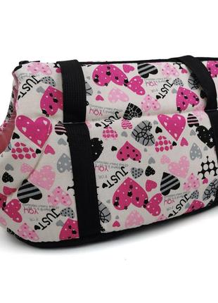 Сумка-перенесення для тварин "сердечки" 45х21х22см