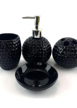 Набор для ванной керамический (23*21*11 см) (черный)
