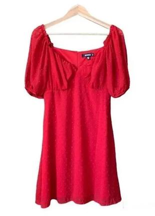 Чарівна вільна шифонова міні-сукня в горох з об'ємними рукавами missguided2 фото