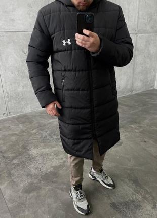 Удлиненный пуховик under armour nero черный