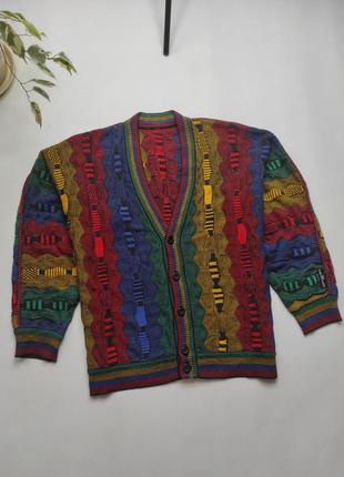 Чоловічий кардеган carlo colucci vintage multicolor coogi style1 фото