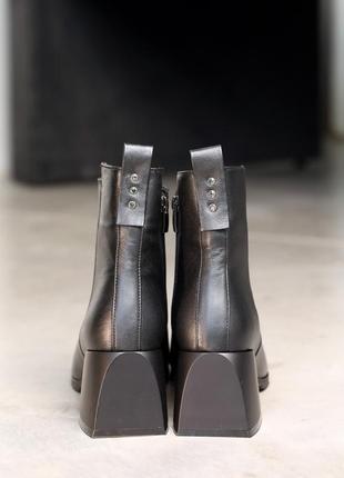 Ботинки кожаные байка черные3 фото