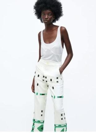 Брюкильон, zara, білі, вишивка, висока талія, бохо, етно