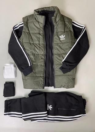 Комплект adidas 4в 1 хакі + чорний