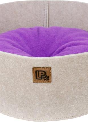 Лежак lucky pet ремікс №3 50х50х18 см бежево-фіолетовий (4820268554222)