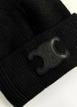 Зимова шапка celine тепла утеплена шапочка рубчик селін вовняна вовна якісна під бренд...