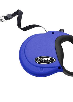 Рулетка-поводок для собак power walker retractable leash до 7.3 кг лента 3.6 м xs синий (76484087851)